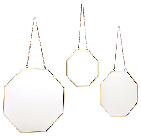 Set mit 3 hängenden geometrischen Spiegeln