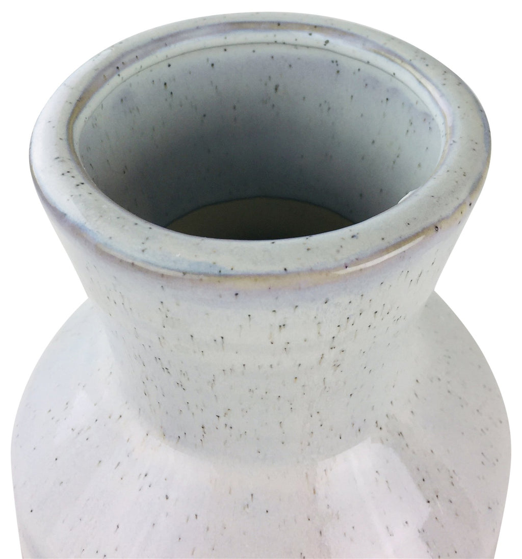 weiß strukturierte Steingut Vase 40cm