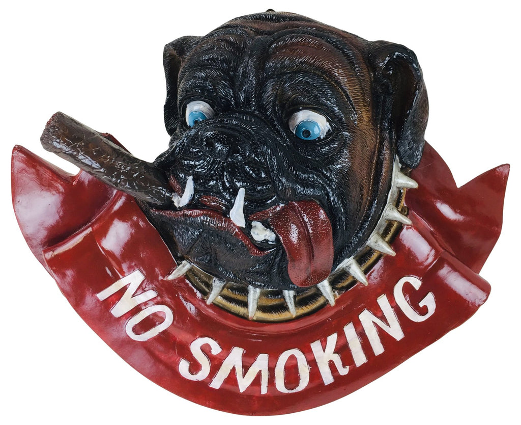 Schild Bulldogge mit Zigarre No Smoking 38cm