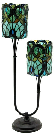 Tiffany-Lampe mit zwei Stielen - 72 cm