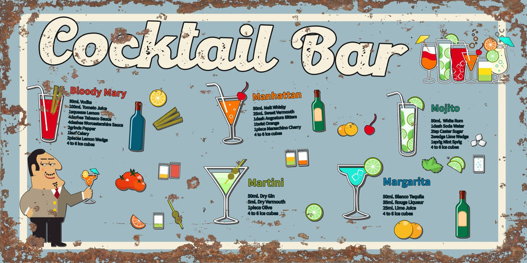 Vintage Metallschild - Cocktail Bar