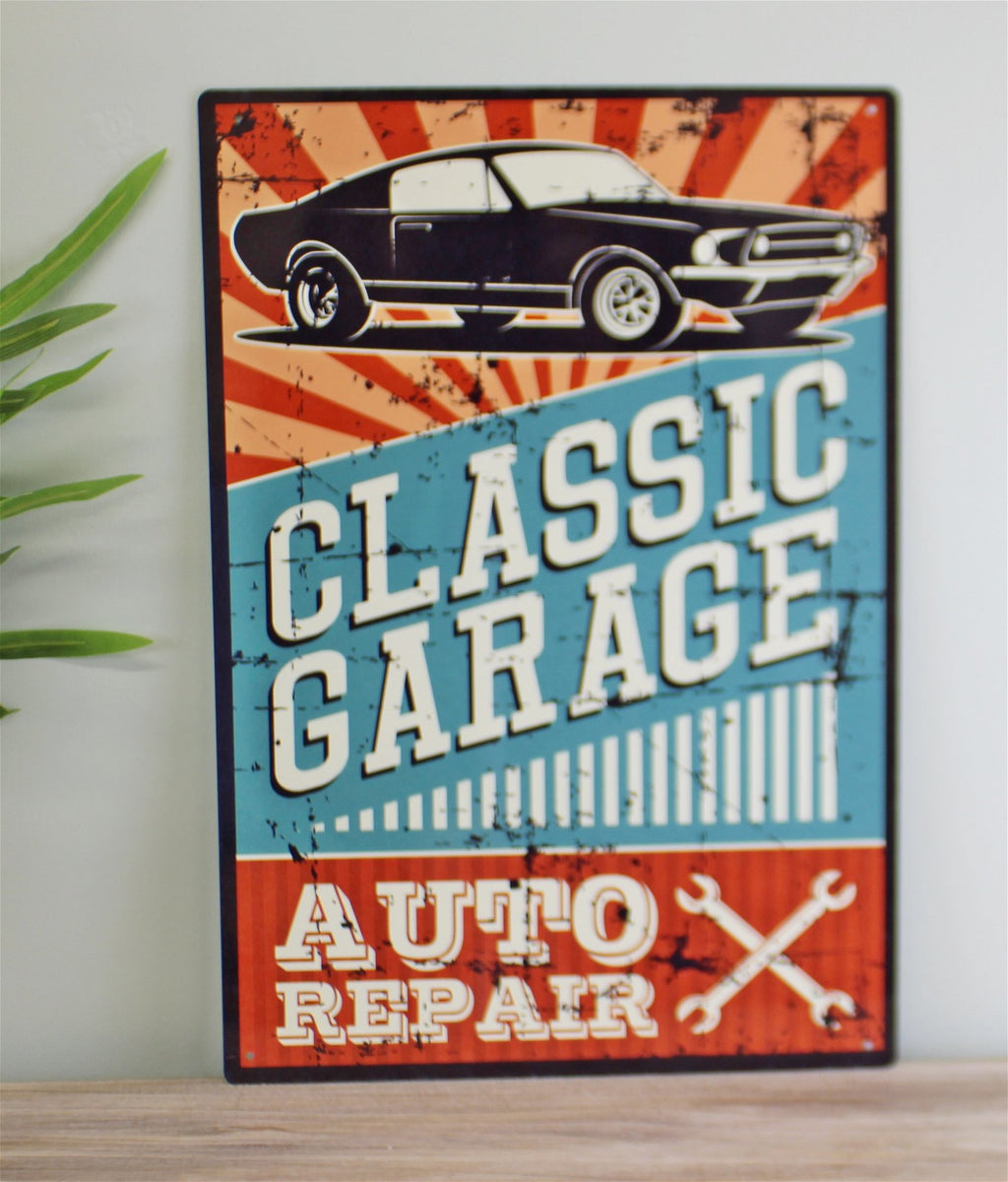 Vintage Metallschild - Classic Garage Auto Repair - Klassische Autowerkstatt