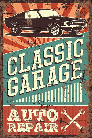 Vintage Metallschild - Classic Garage Auto Repair - Klassische Autowerkstatt