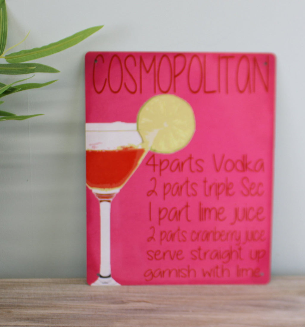 Vintage Metallschild - Cosmopolitan Cocktail Recipe - Cosmopolitan Cocktail Rezept