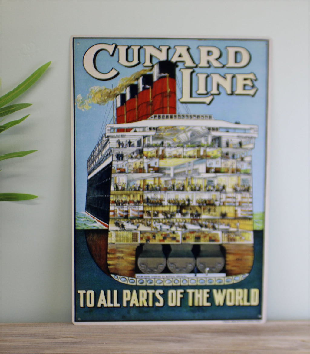 Vintage Metallschild - Retro Werbung - Cunard Line