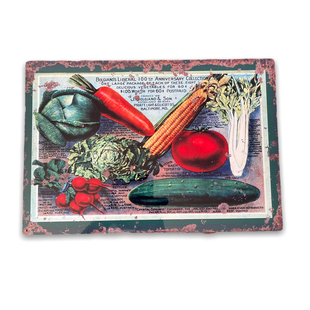 Vintage Metallschild - Retro Gemüsesorten Schild