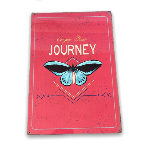 Vintage Metallschild - Genießen Sie Ihre Reise Schmetterlingsdesign