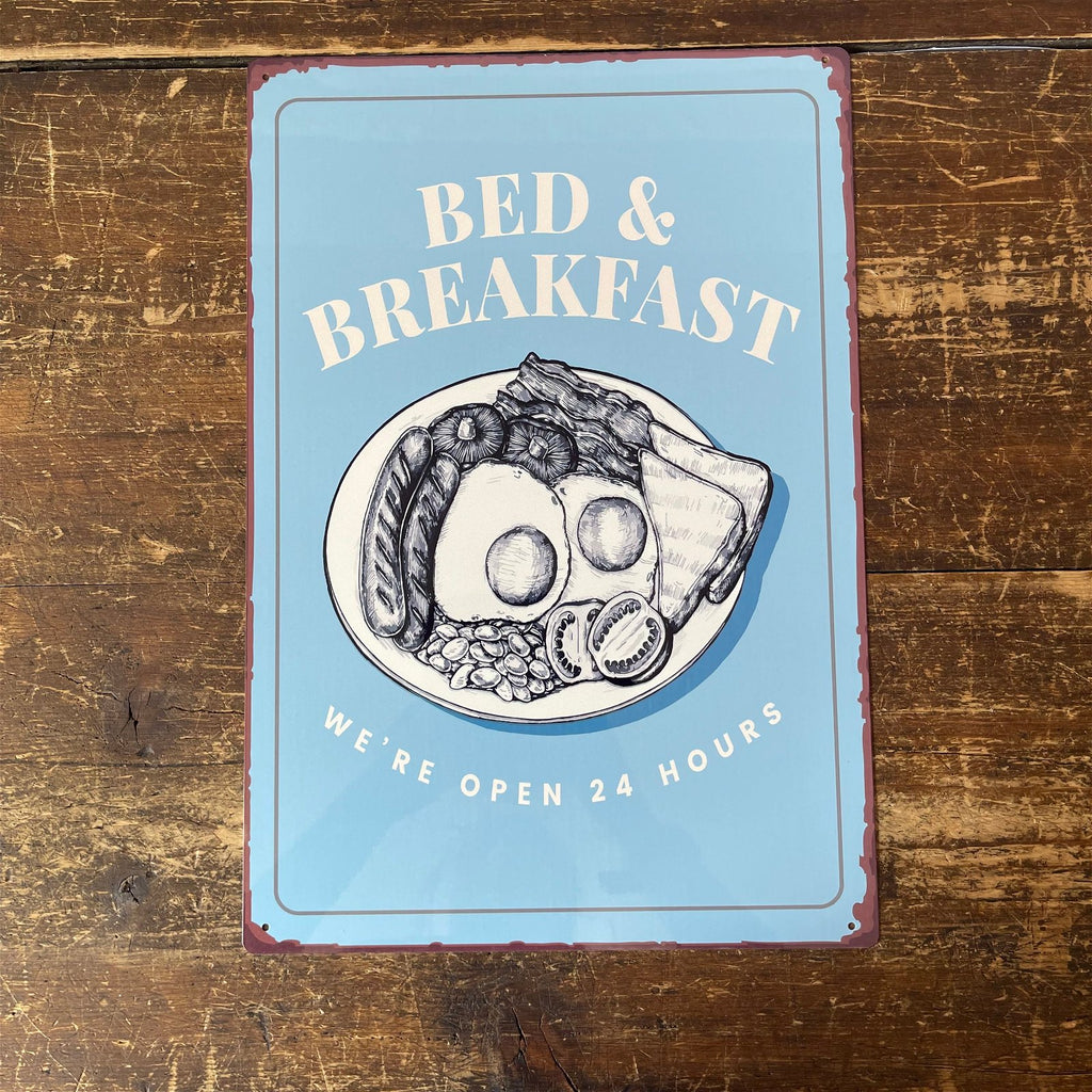 Vintage Metallschild - Bed And Breakfast Schild