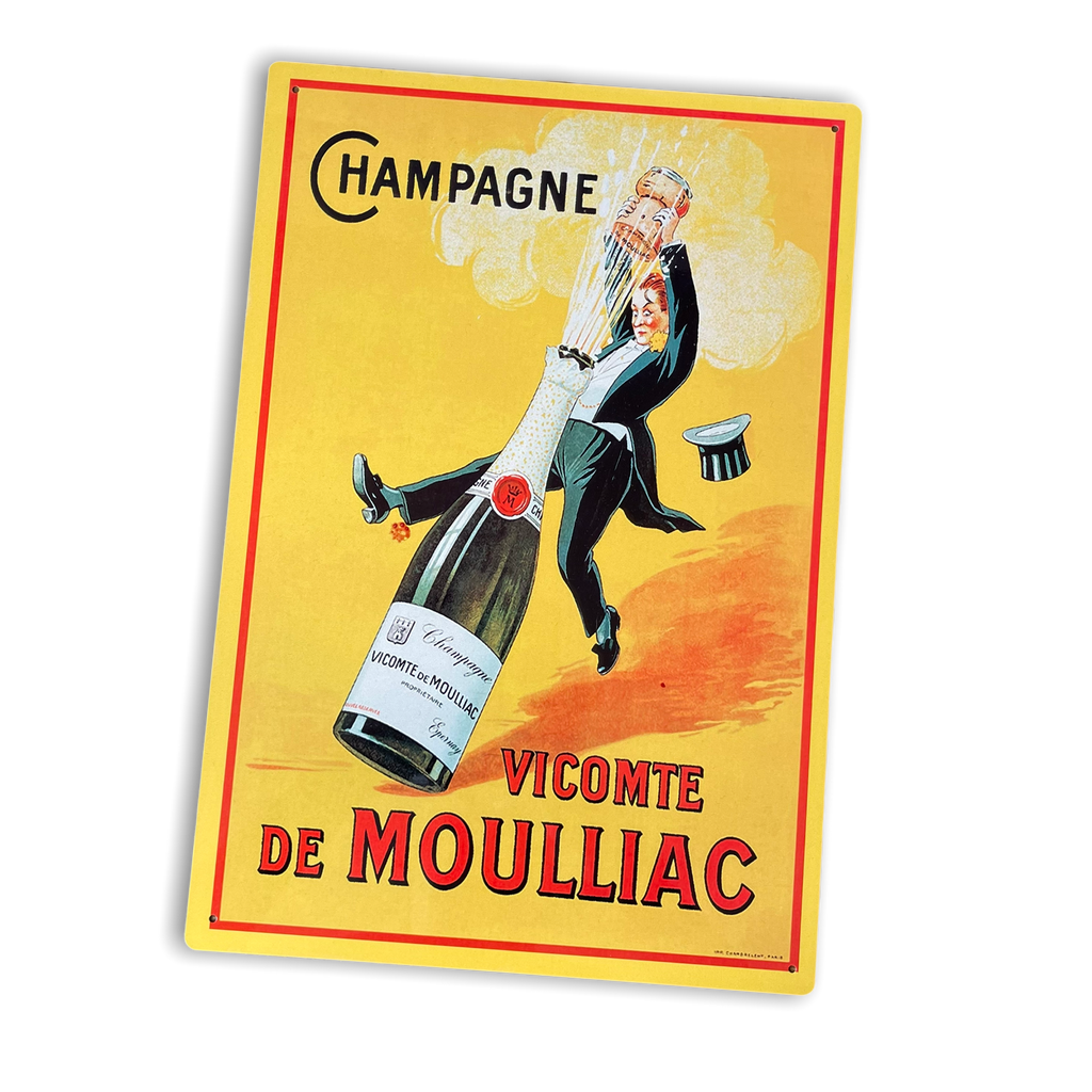 Vintage Metallschild - Retro Werbung Champagner Vicomte De Moulliac Schild