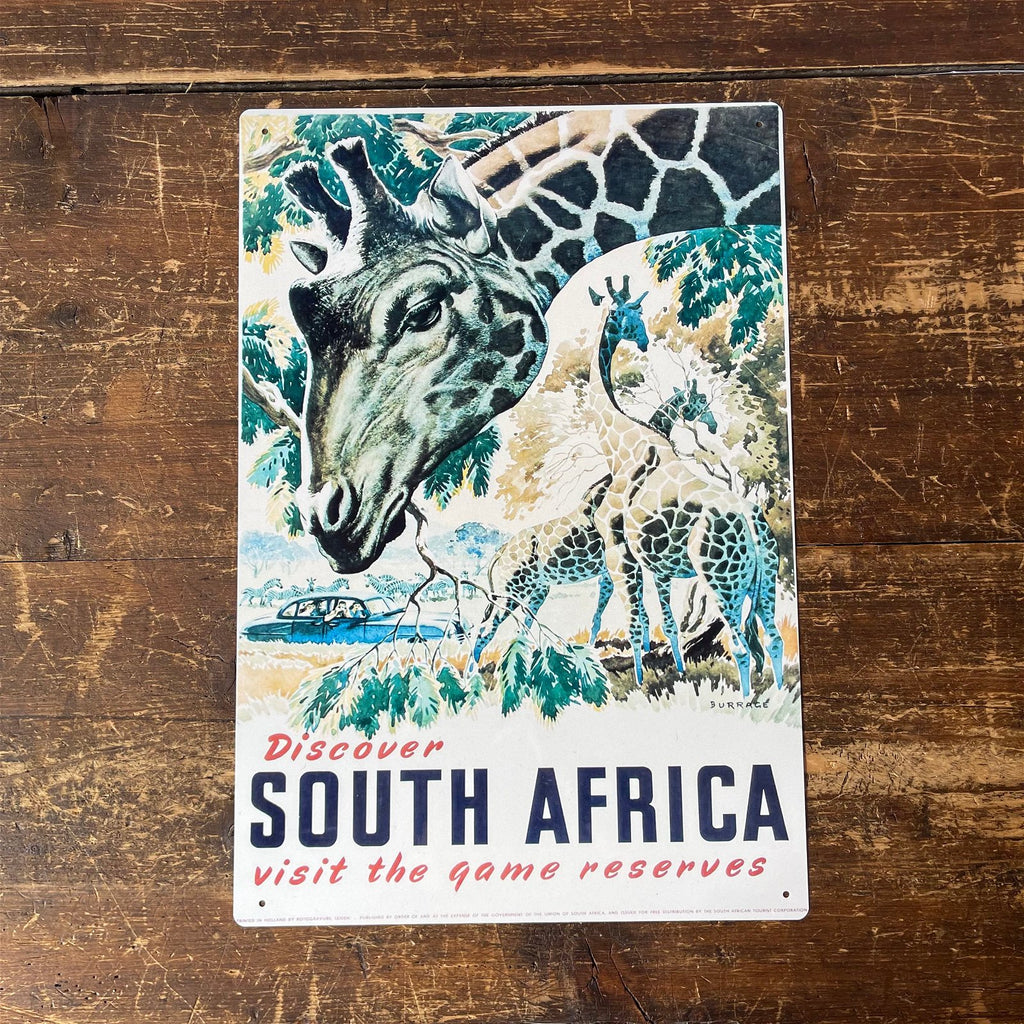 Vintage Metallschild - Retro-Reisewerbung, Besuchen Sie Südafrika
