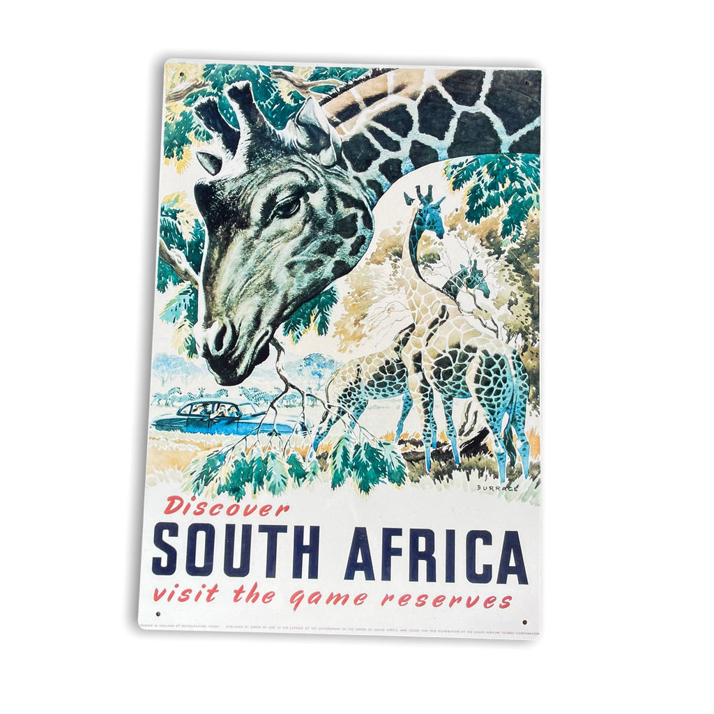 Vintage Metallschild - Retro-Reisewerbung, Besuchen Sie Südafrika