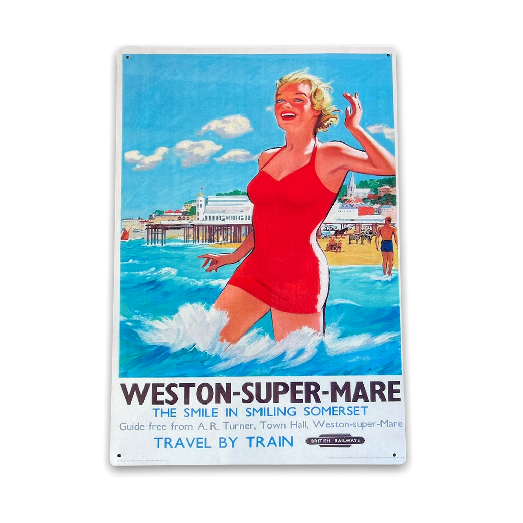 Vintage Metallschild - British Railways Retro-Werbung, Weston-Super-Mare, Somerset