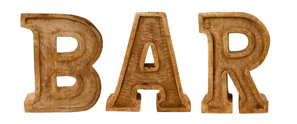 Handgeschnitzte Holz geprägte Buchstaben Bar