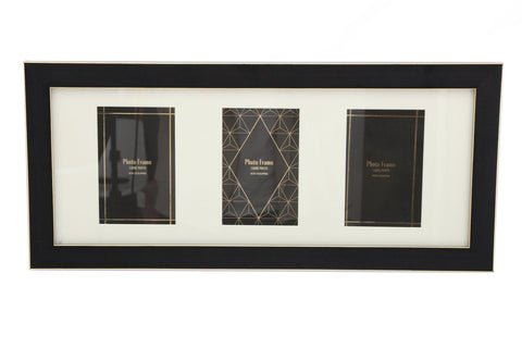 Dreifach-Fotorahmen, Schwarz und Gold, 10 x 15 cm
