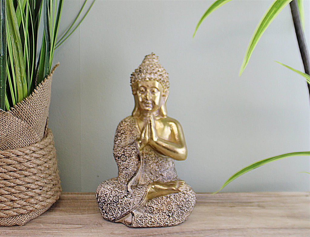 Gold-Buddha sitzend betend 19cm