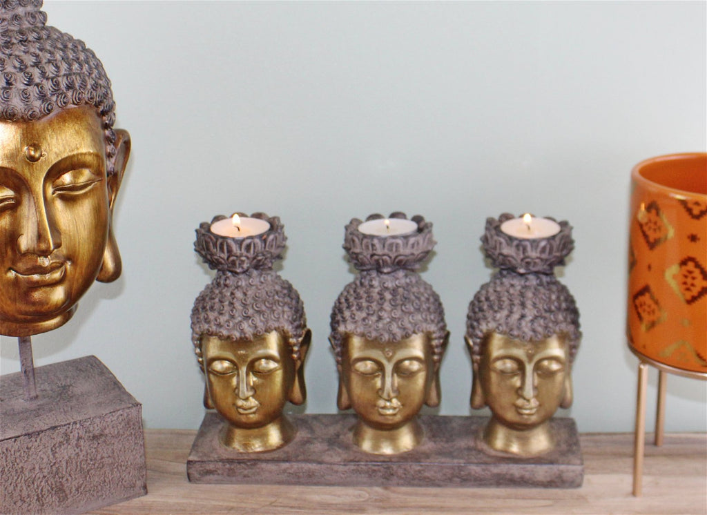 dreifacher Kerzenhalter, Buddha Design