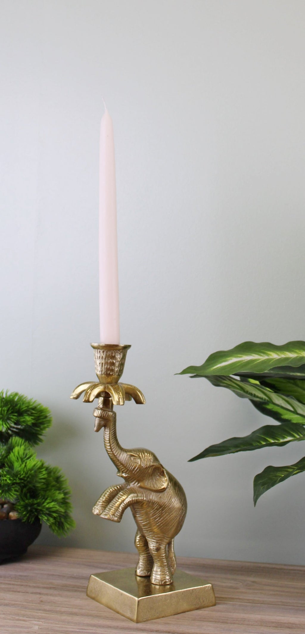 Kerzenhalter Metall vergoldet Motiv Elefant