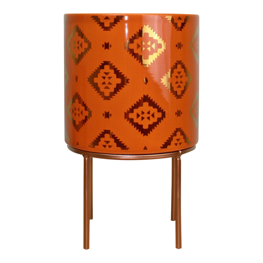 Kasbah Design Keramik Pflanzgefäß, Orange