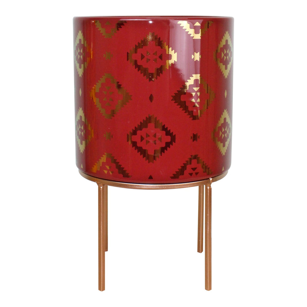 Kasbah Design Keramik Pflanzgefäß, Rot