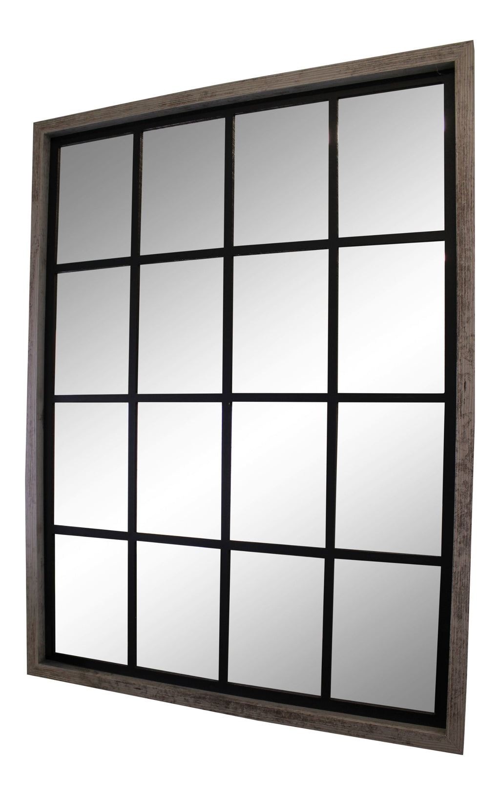 grauer Wandspiegel im Fensterstil 60x80cm