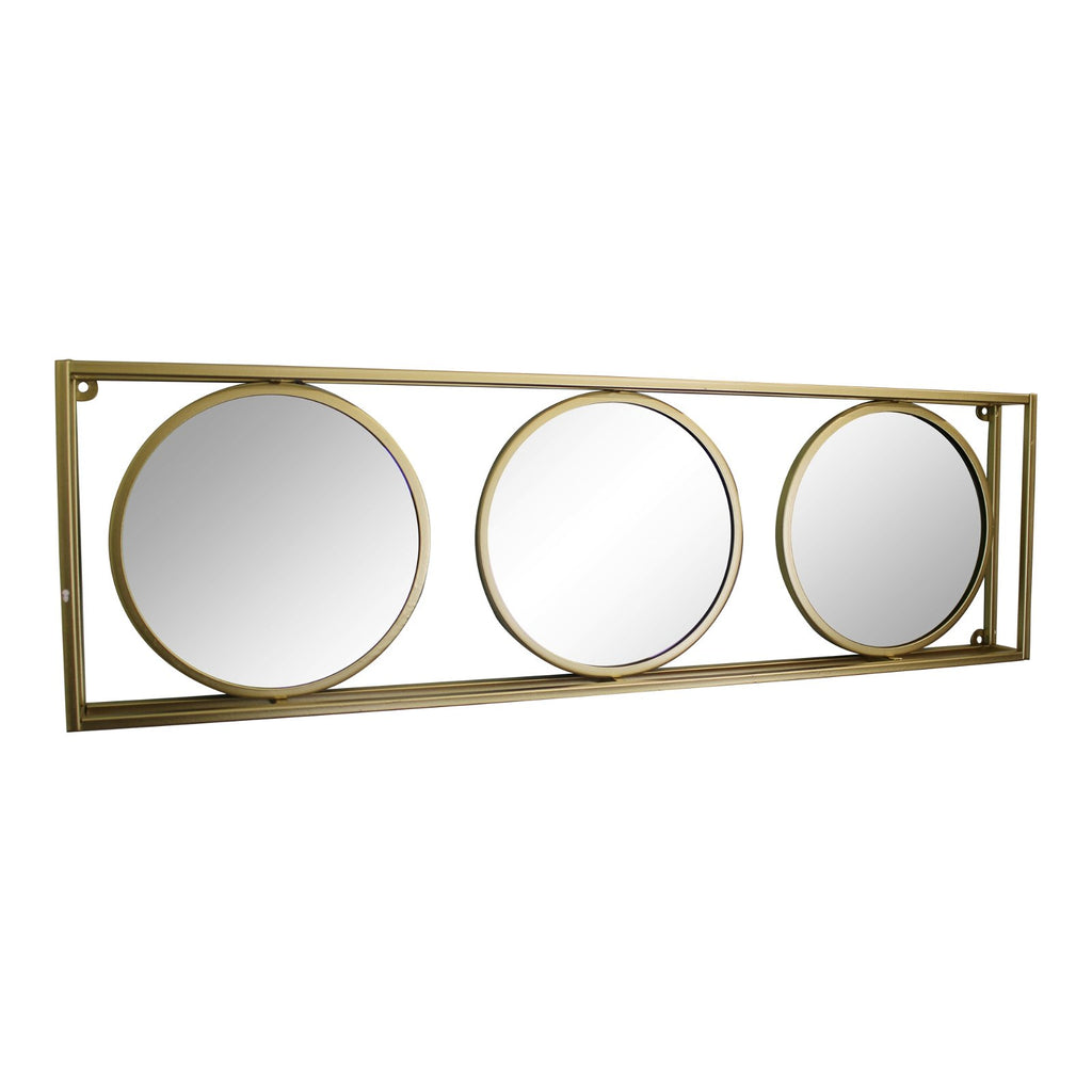 dreifacher Spiegel mit goldenem Metallrahmen