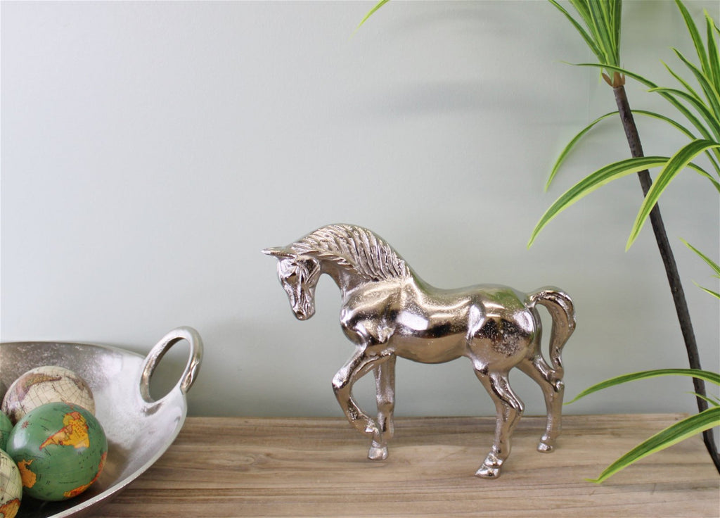 Silber Metallpferd Figur, 23cm groß