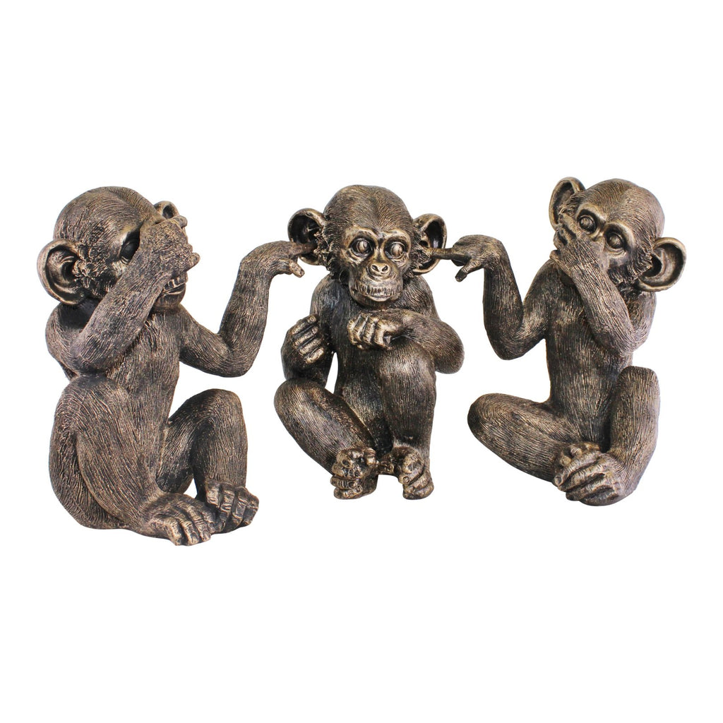 Satz mit drei großen Affenfiguren
