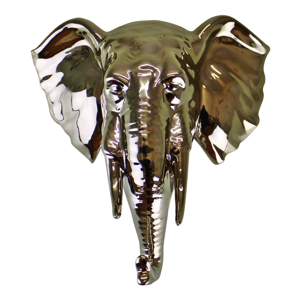 Gold Keramik Elefantenkopf für die Wand