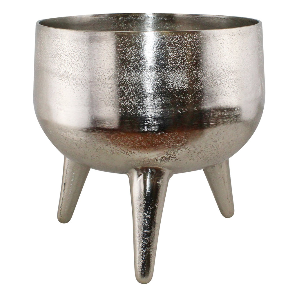 Silber Metall Pflanztopf/Schüssel mit Füßen, 27cm