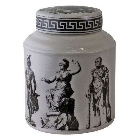 große runde Porzellantopf im griechischen Stil, griechische Keramik