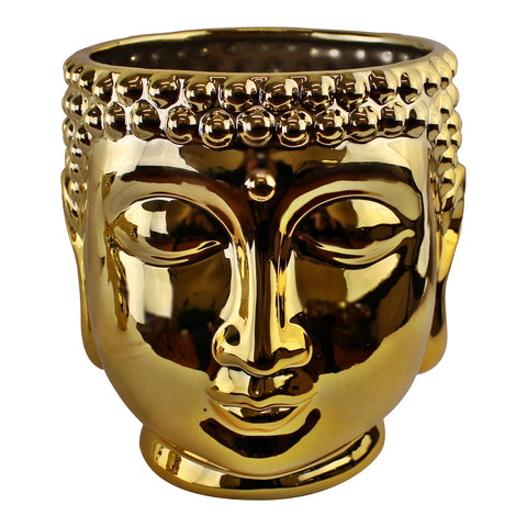 Pflanztopf Goldkeramik Buddha-Kopf, 20cm