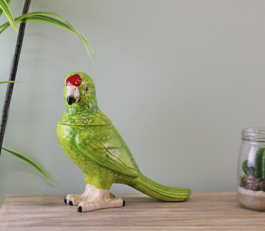 kleiner Keramikbehälter Papagei
