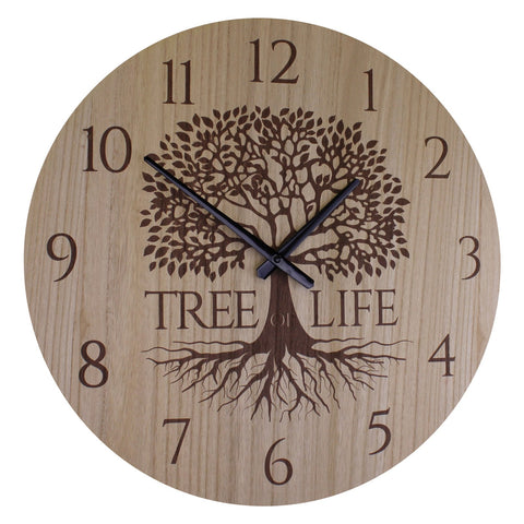 Wanduhr aus Holz Motiv Tree of Life - Baum des Lebens, 50cm