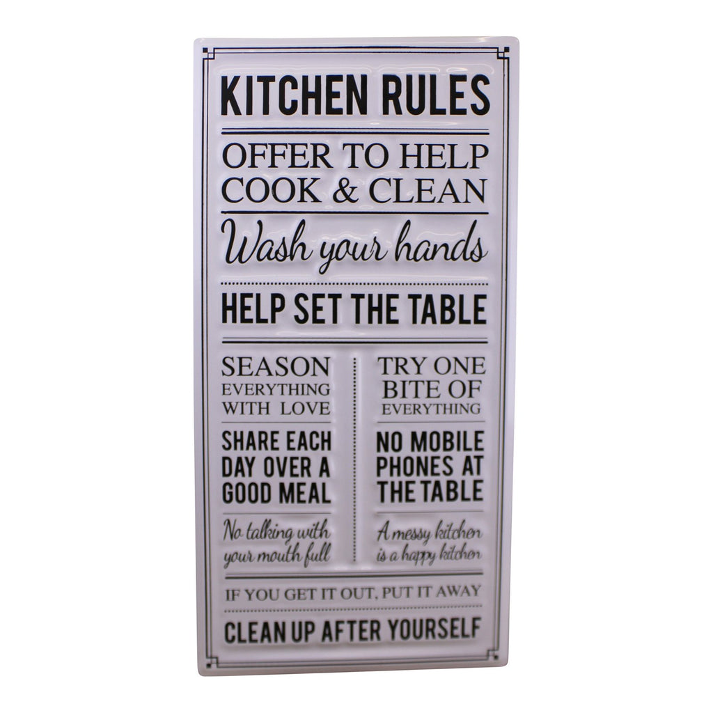 Metallschild Küchenregeln Hände waschen Handy, 60x30cm