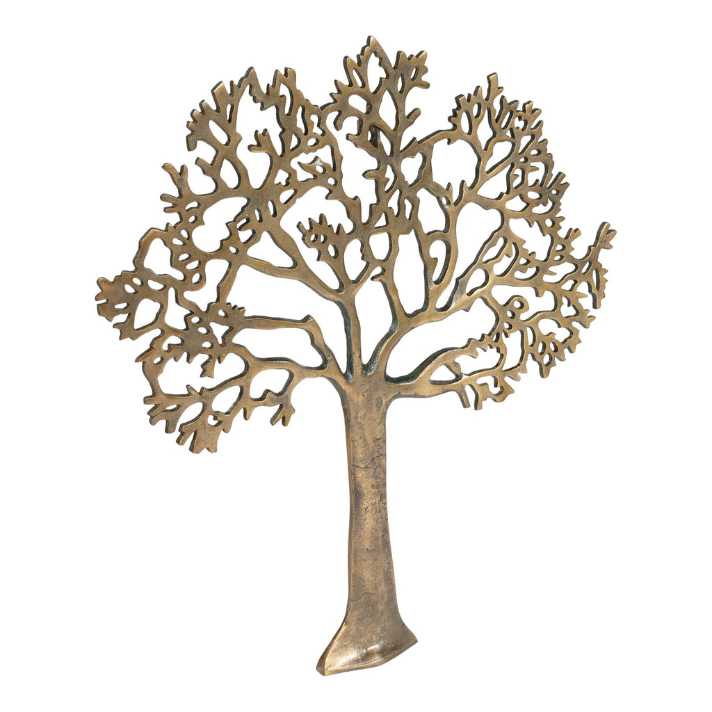 Großes goldenes Metall-Lebensbaum-Wandschild, 61 cm