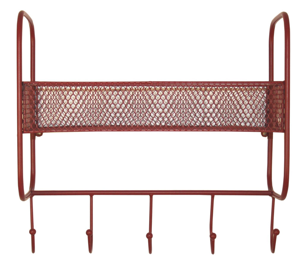 Türregal Gitterdesign mit 5 Haken Rot Bogen