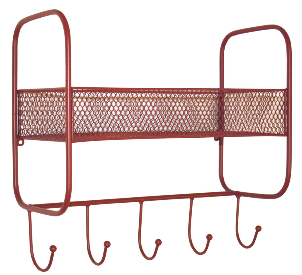 Türregal Gitterdesign mit 5 Haken Rot Bogen