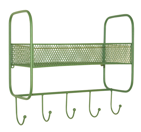 Türregal Gitterdesign mit 5 Haken Grün Bogen