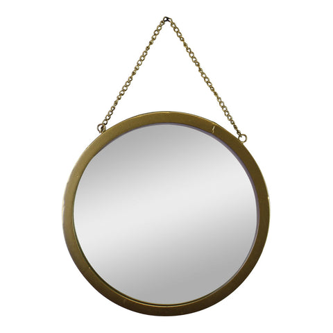 runder Spiegel aus Metall mit Kette goldfarben, 30cm