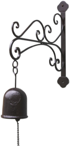 dekorative schwarze Metallglocke mit Wandhalterung