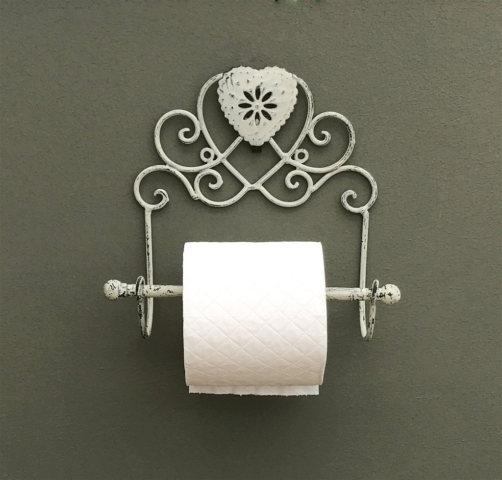 grauer Toilettenpapierhalter im Herz-Design für die Wand